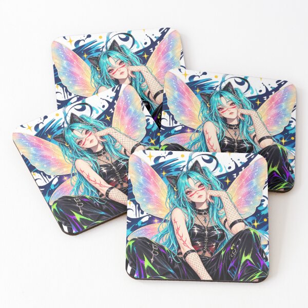 Item preview, Neon Gothic Fairy Cat Girl with Magical Wings designed and sold by Suzaku Studio.