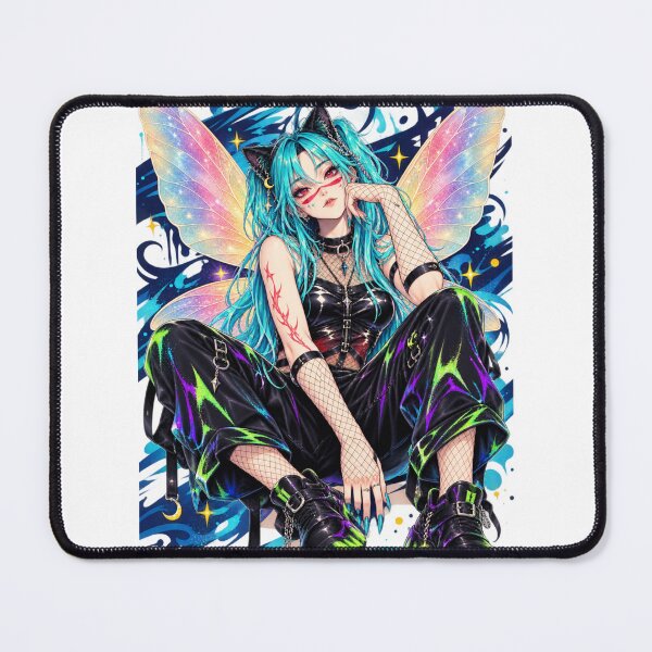 Item preview, Neon Gothic Fairy Cat Girl with Magical Wings designed and sold by Suzaku Studio.
