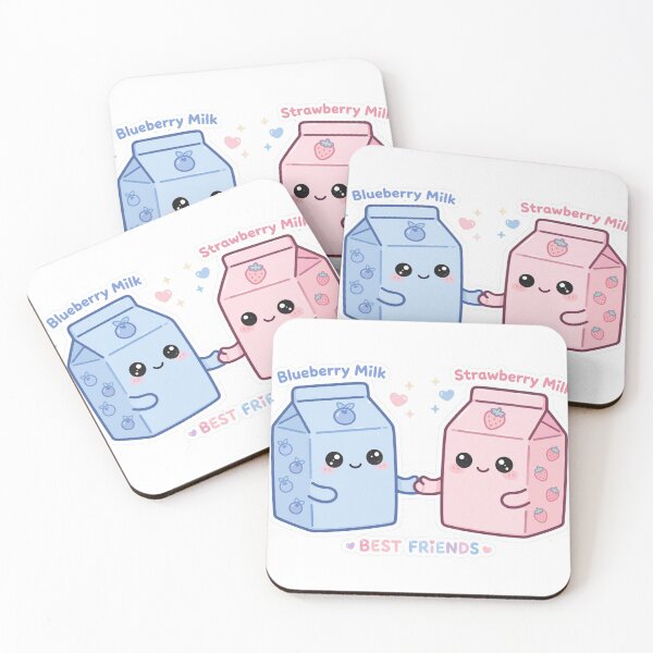 Item preview, Cute Blueberry Milk and Strawberry Milk Best Friends designed and sold by Kiralemon.