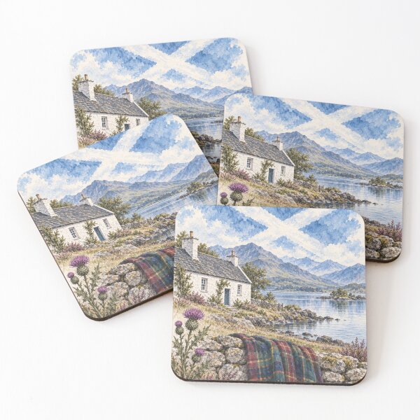 Item preview, Scottish Cottage Wall Art Heritage Watercolour Highlands Print designed and sold by ArcanePrintsxo.