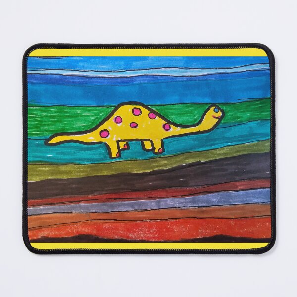 Item preview, Yellow Dinosaur on Stripes designed and sold by DancingCreek.