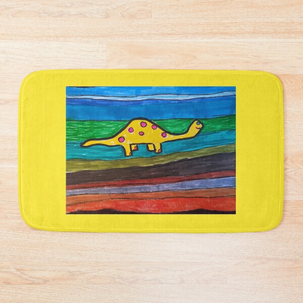 Item preview, Yellow Dinosaur on Stripes designed and sold by DancingCreek.
