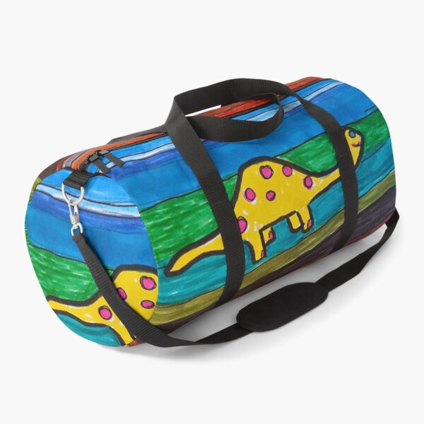 Item preview, Yellow Dinosaur on Stripes designed and sold by DancingCreek.