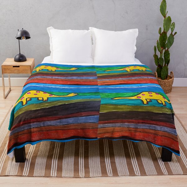 Item preview, Yellow Dinosaur on Stripes designed and sold by DancingCreek.