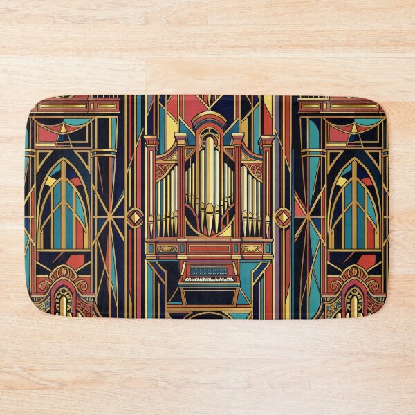Item preview, Art Deco Pipe Organ Illustration - Bold Stained Glass Music Pattern designed and sold by pinkal.