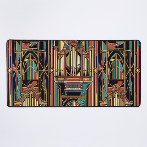 Item preview, Art Deco Pipe Organ Illustration - Bold Stained Glass Music Pattern designed and sold by pinkal.