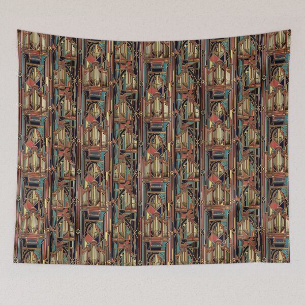 Item preview, Art Deco Pipe Organ Illustration - Bold Stained Glass Music Pattern designed and sold by pinkal.