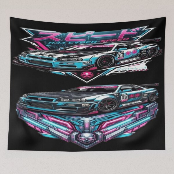 Item preview, Nissan Skyline R34 Cyber Speed | JDM Cyberpunk Art designed and sold by JMAVILA ART.