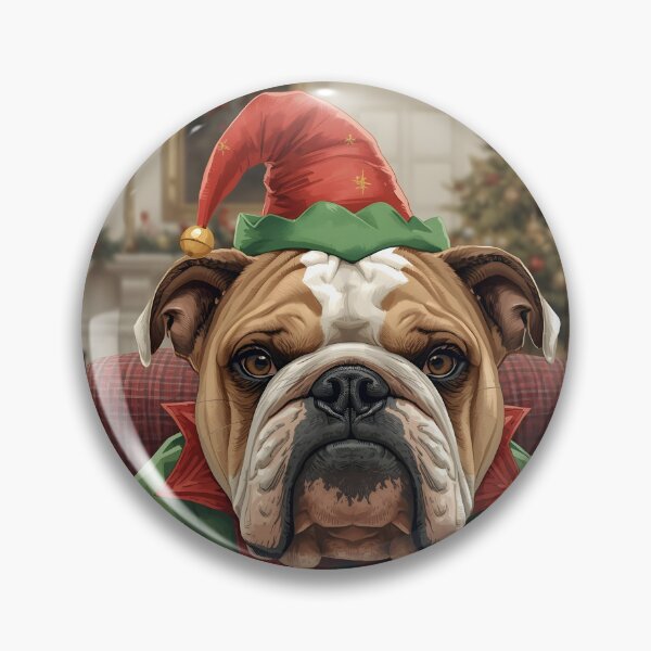 Item preview, Grumpy Bulldog Elf Portrait | Funny Dog Christmas designed and sold by VibranPalette.