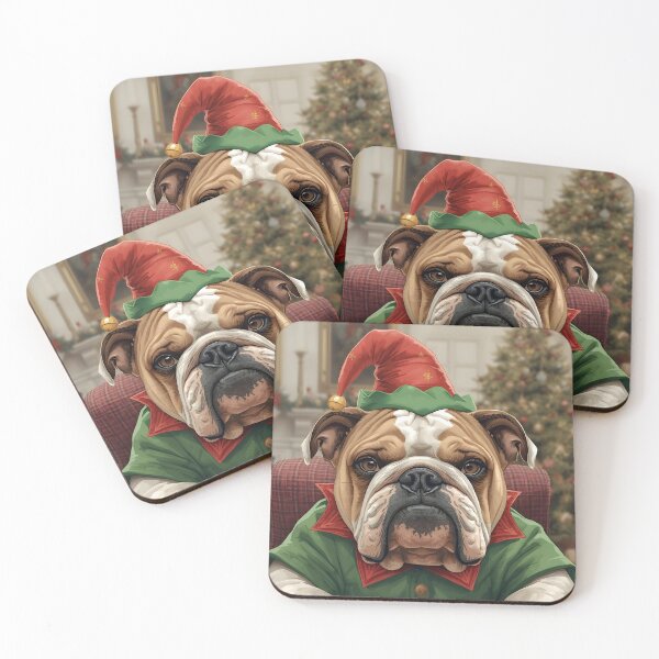 Item preview, Grumpy Bulldog Elf Portrait | Funny Dog Christmas designed and sold by VibranPalette.