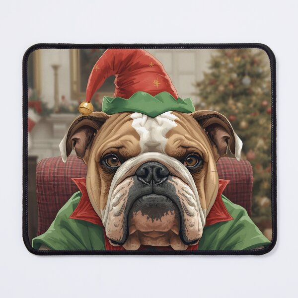 Item preview, Grumpy Bulldog Elf Portrait | Funny Dog Christmas designed and sold by VibranPalette.
