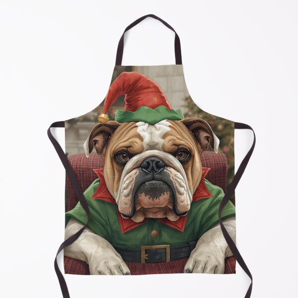Item preview, Grumpy Bulldog Elf Portrait | Funny Dog Christmas designed and sold by VibranPalette.