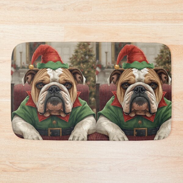 Item preview, Grumpy Bulldog Elf Portrait | Funny Dog Christmas designed and sold by VibranPalette.