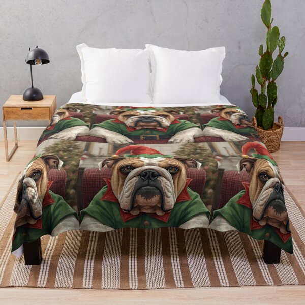 Item preview, Grumpy Bulldog Elf Portrait | Funny Dog Christmas designed and sold by VibranPalette.