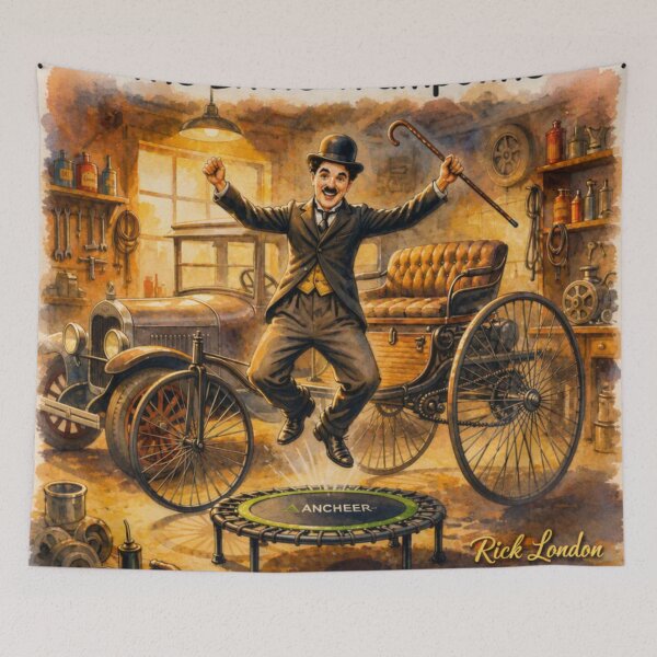 Item preview, Charlie Chaplin – “The Little Trampoline” Vintage Humor Art designed and sold by Rick London Gifts.