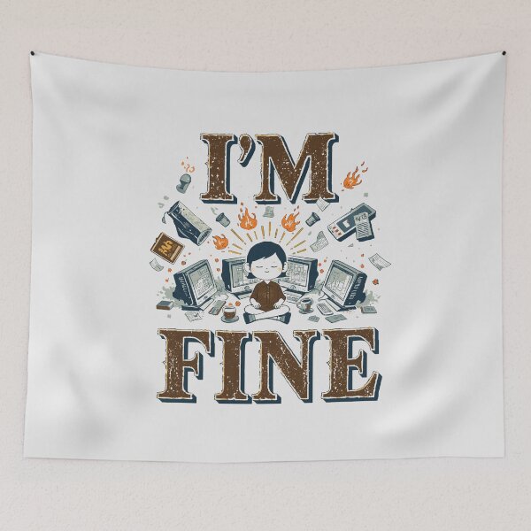 Item preview, Retro Editorial Humor I'M FINE designed and sold by ChicTrendz.