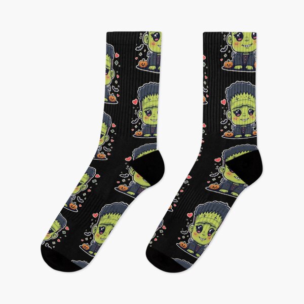 Item preview, Kawaii Frankenstein Halloween Pattern – Cute Monster, Pumpkins & Bats designed and sold by AvalonTshirts.