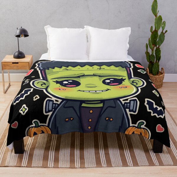 Item preview, Kawaii Frankenstein Halloween Pattern – Cute Monster, Pumpkins & Bats designed and sold by AvalonTshirts.