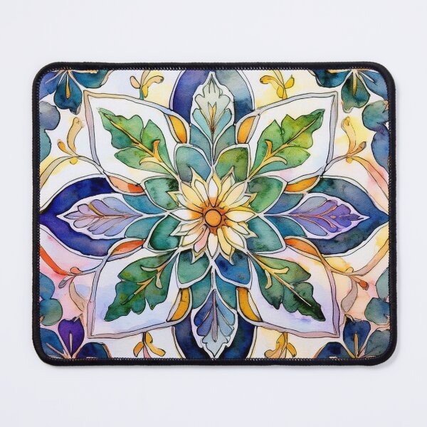 Item preview, Watercolor Floral Mandala Tile Art designed and sold by HappyOops.