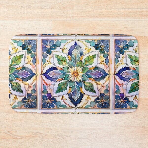 Item preview, Watercolor Floral Mandala Tile Art designed and sold by HappyOops.