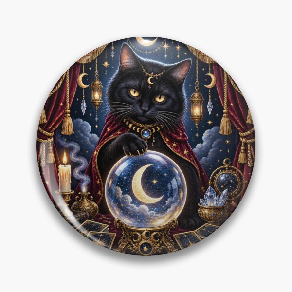 Item preview, Fortune-Teller Cat | Mystical Black Cat Crystal Ball Art designed and sold by DmaarGroup.