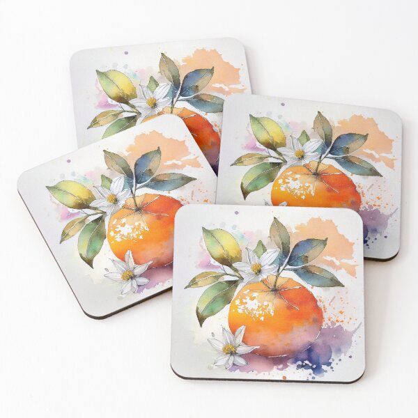 Item preview, Watercolor Orange with Blossom Leaves designed and sold by HappyOops.