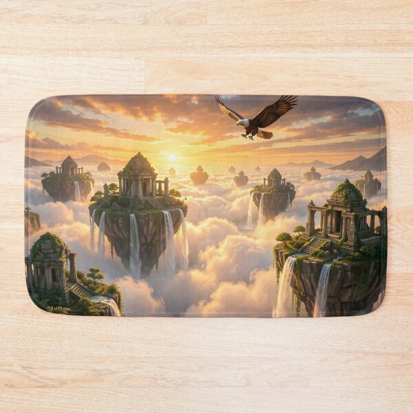 Item preview, A Giant Eagle at Golden Hour Above Elven Cities in the Sky designed and sold by Fanta-sticky.