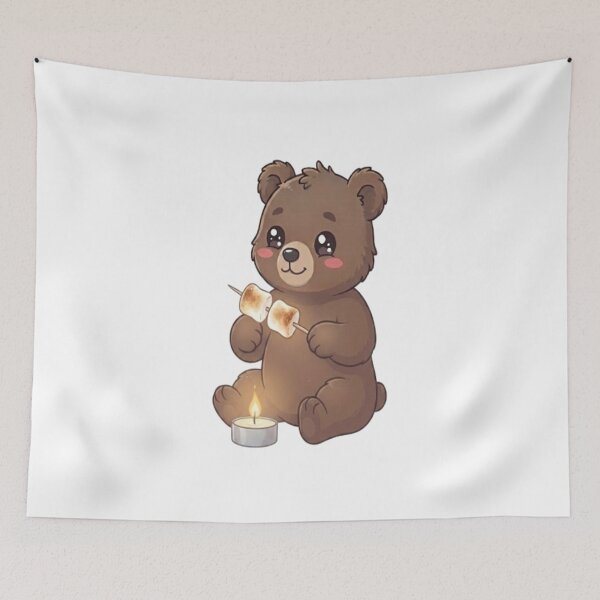 Item preview, Cute Bear Roasting Marshmallows Candle designed and sold by Ella_Sketch.