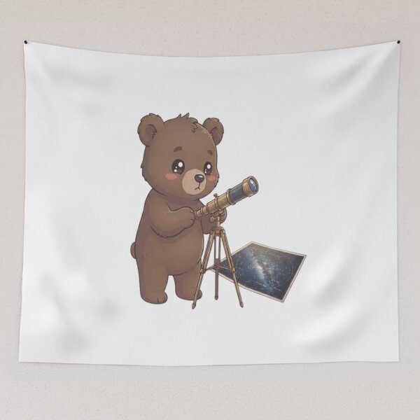 Item preview, Cute Bear Astronomer Looking Telescope designed and sold by Ella_Sketch.
