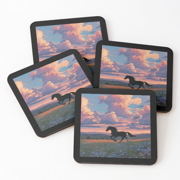 Item preview, Black Horse Running Sunset Field Artwork  designed and sold by NivyasArtistry.