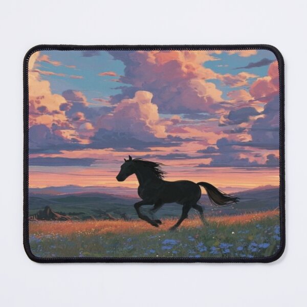 Item preview, Black Horse Running Sunset Field Artwork designed and sold by NivyasArtistry.