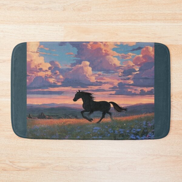 Item preview, Black Horse Running Sunset Field Artwork  designed and sold by NivyasArtistry.