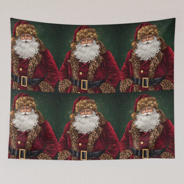 Item preview, Swaggy Santa in Leopard Fur Coat | Hip Hop Christmas Art designed and sold by VibranPalette.