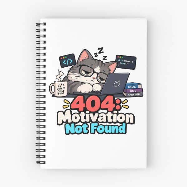 Item preview, 404 Motivation Not Found Funny Programmer Cat Coding Sticker designed and sold by chronodesign03.