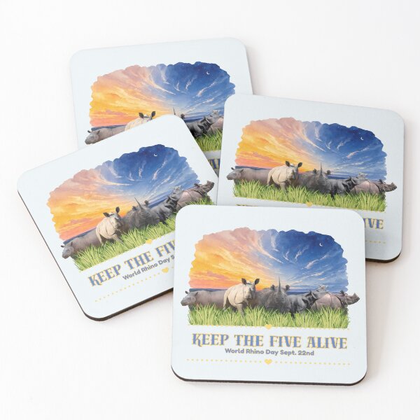 Item preview, Keep the Five Alive - World Rhino Day Conservation Art designed and sold by Nightshade Pixie Creations.