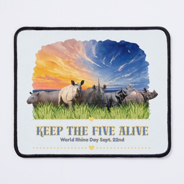 Item preview, Keep the Five Alive - World Rhino Day Conservation Art designed and sold by Nightshade Pixie Creations.