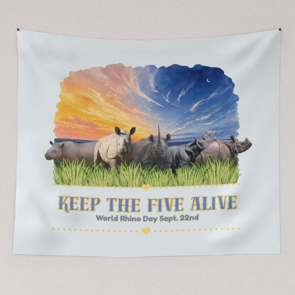 Item preview, Keep the Five Alive - World Rhino Day Conservation Art designed and sold by Nightshade Pixie Creations.