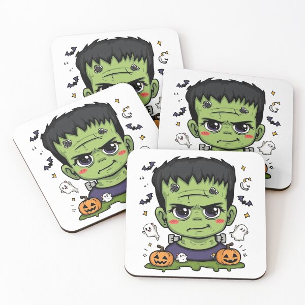 Item preview, Kawaii Frankenstein Halloween Pattern – Cute Monster, Pumpkins & Bats designed and sold by AvalonTshirts.