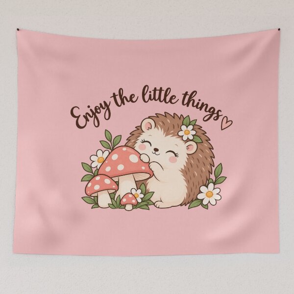 Item preview, Cute Hedgehog Mushroom Sticker | Enjoy the Little Things Cottagecore Girly Design designed and sold by StickyDelights.