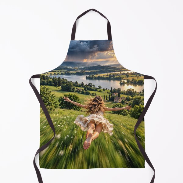 Item preview, Freedom Flight – Woman Flying Over a Dreamy Sunset Lake View designed and sold by IRON SIREN.