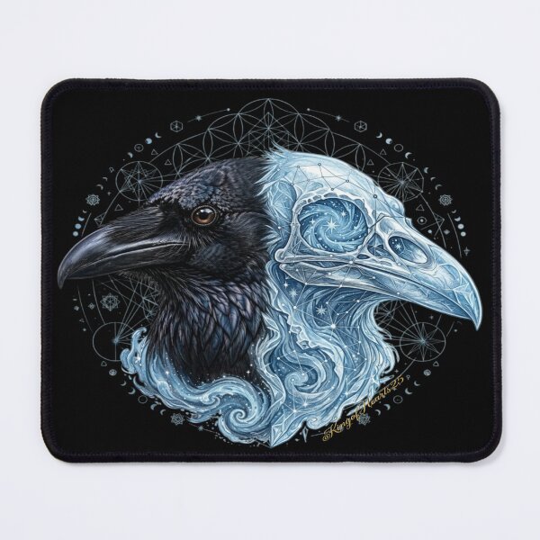 Item preview, Cosmic Ice Raven Sacred Geometry - Frost Celestial Crow Artwork designed and sold by KingofHearts25.