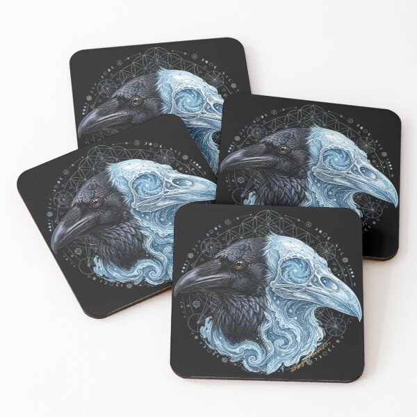 Item preview, Cosmic Ice Raven Sacred Geometry - Frost Celestial Crow Artwork designed and sold by KingofHearts25.