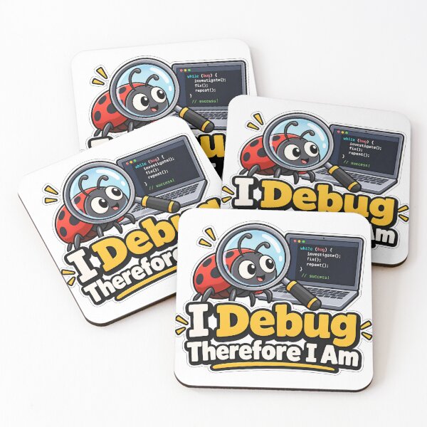 Item preview, I Debug Therefore I Am Funny Coding Bug Programmer Sticker designed and sold by chronodesign03.