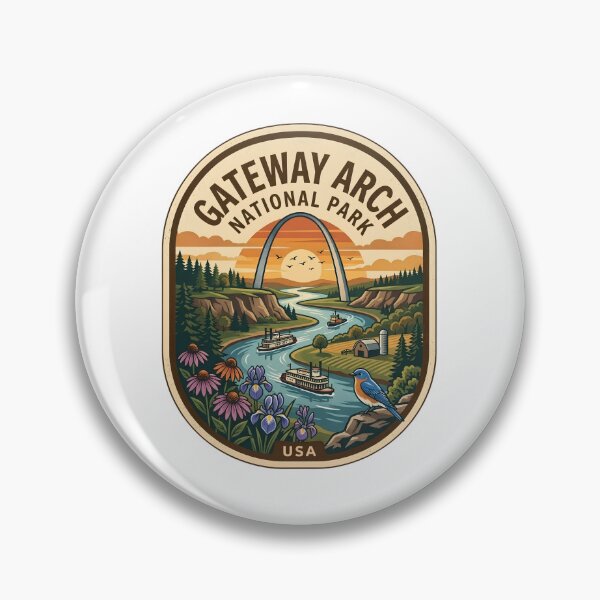 Item preview, Gateway Arch National Park St Louis Missouri Vintage Travel Badge designed and sold by LittleArij.