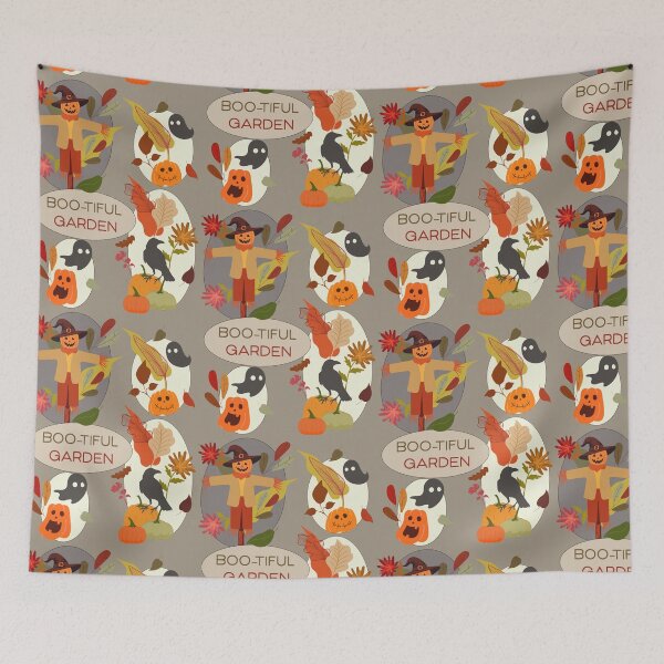 Item preview, Boo-tiful Garden Scarecrow Halloween Pumpkin Autumn Vibes designed and sold by Vibria Pattern Studio.