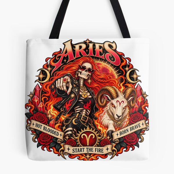 Item preview, Aries: Start the Fire | Fiery Zodiac Ram Celestial Gothic Art designed and sold by NinthLantern.