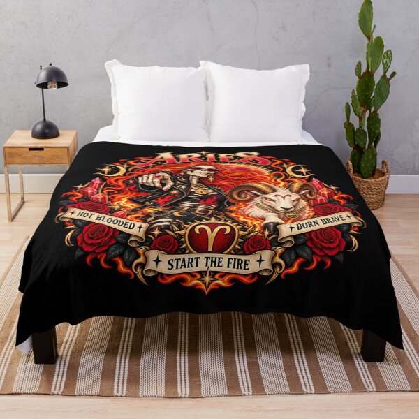 Item preview, Aries: Start the Fire | Fiery Zodiac Ram Celestial Gothic Art designed and sold by NinthLantern.