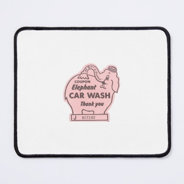 Item preview, elephant car wash pink retro ad vintage ad pink elephant cute city chic thank you ticket designed and sold by bunnylover4life.