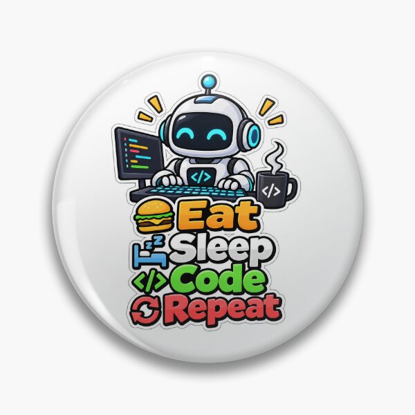 Item preview, Eat Sleep Code Repeat Programmer Robot Coding Developer Sticker designed and sold by chronodesign03.
