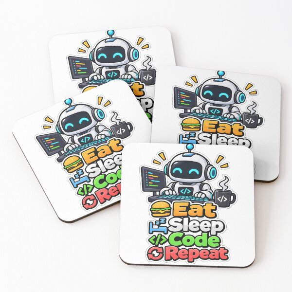 Item preview, Eat Sleep Code Repeat Programmer Robot Coding Developer Sticker designed and sold by chronodesign03.